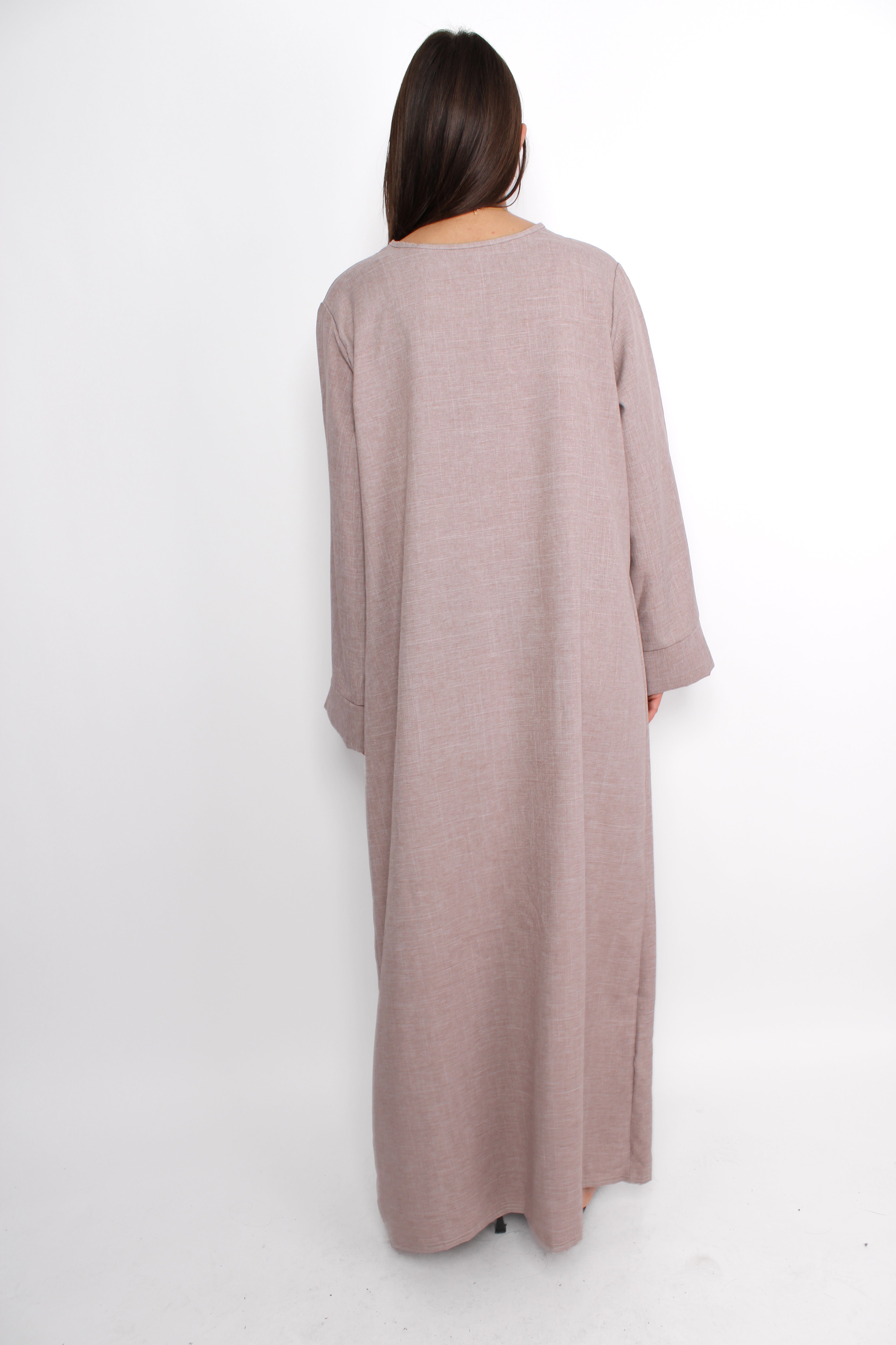 MERVE LINEN LOOK DRESS - TAUPE