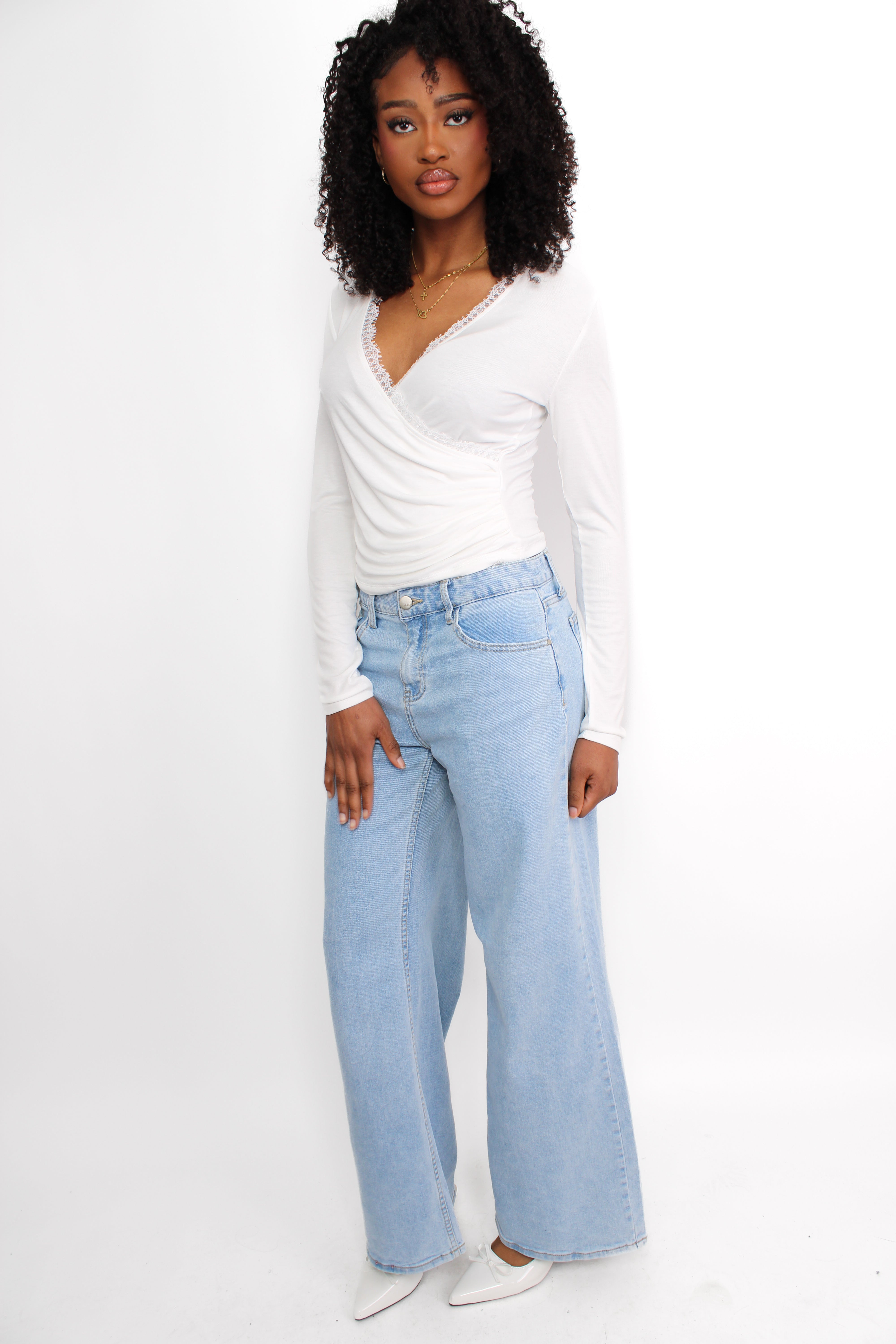 WIDE LEG JEANS MID WAIST 3009 - DENIM