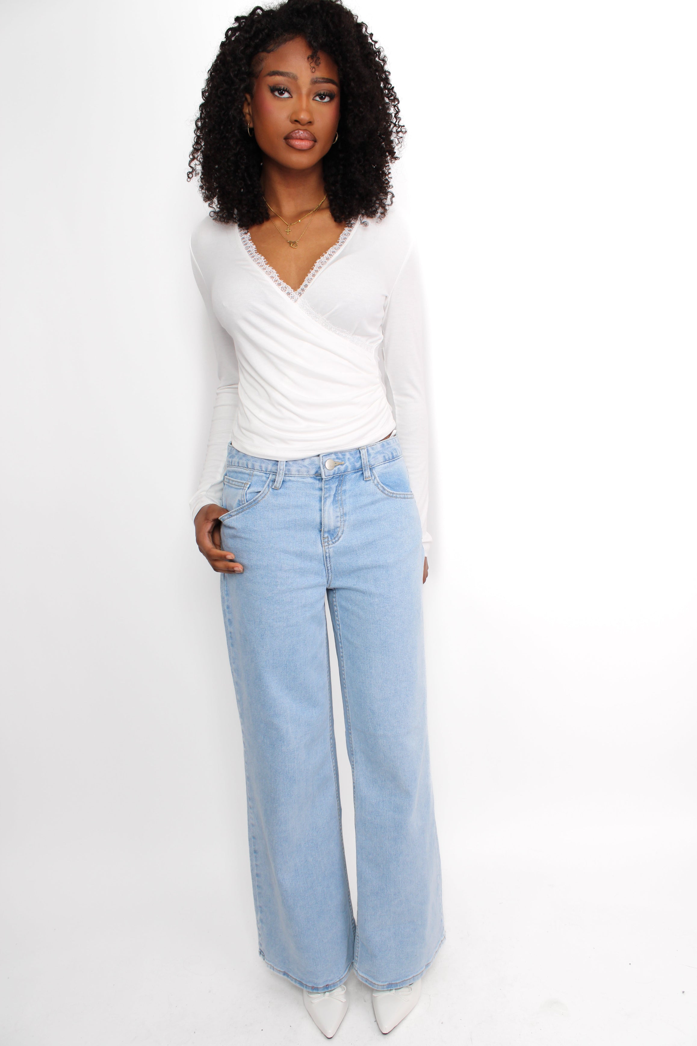 WIDE LEG JEANS MID WAIST 3009 - DENIM
