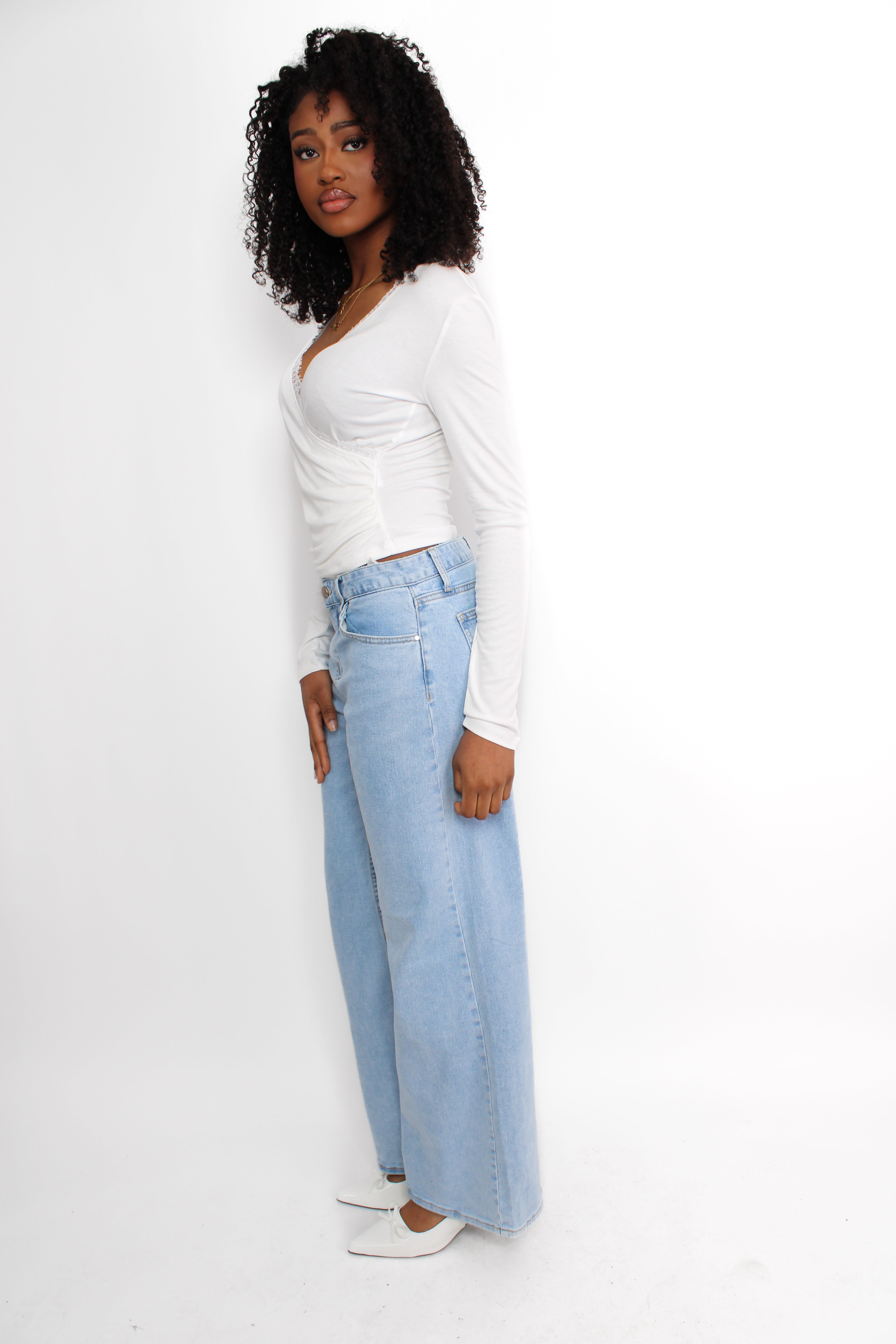 WIDE LEG JEANS MID WAIST 3009 - DENIM
