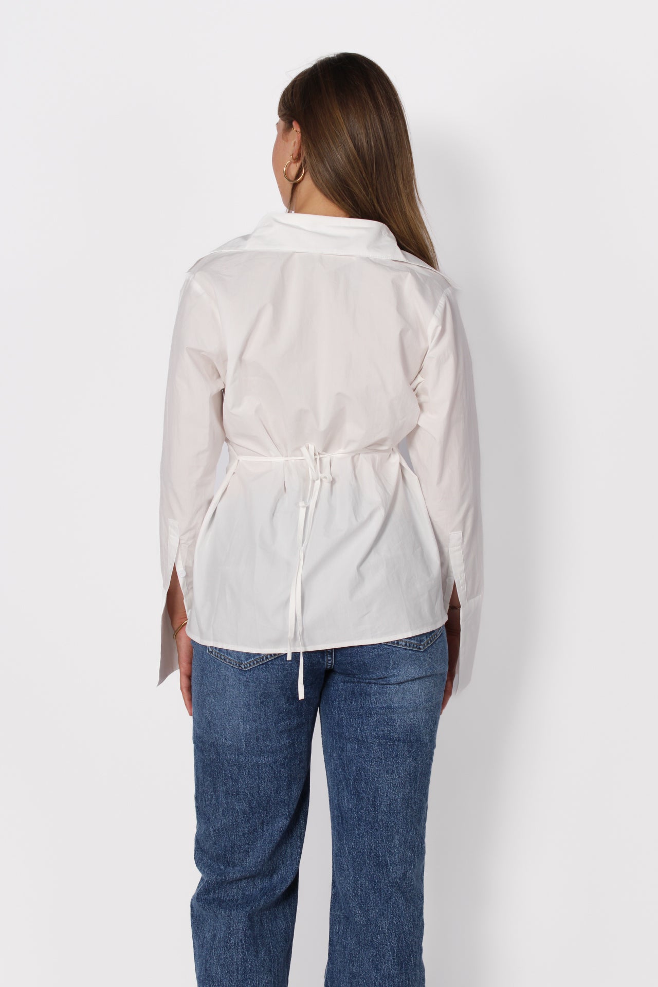 CINCHED WAIST BLOUSE - WHITE