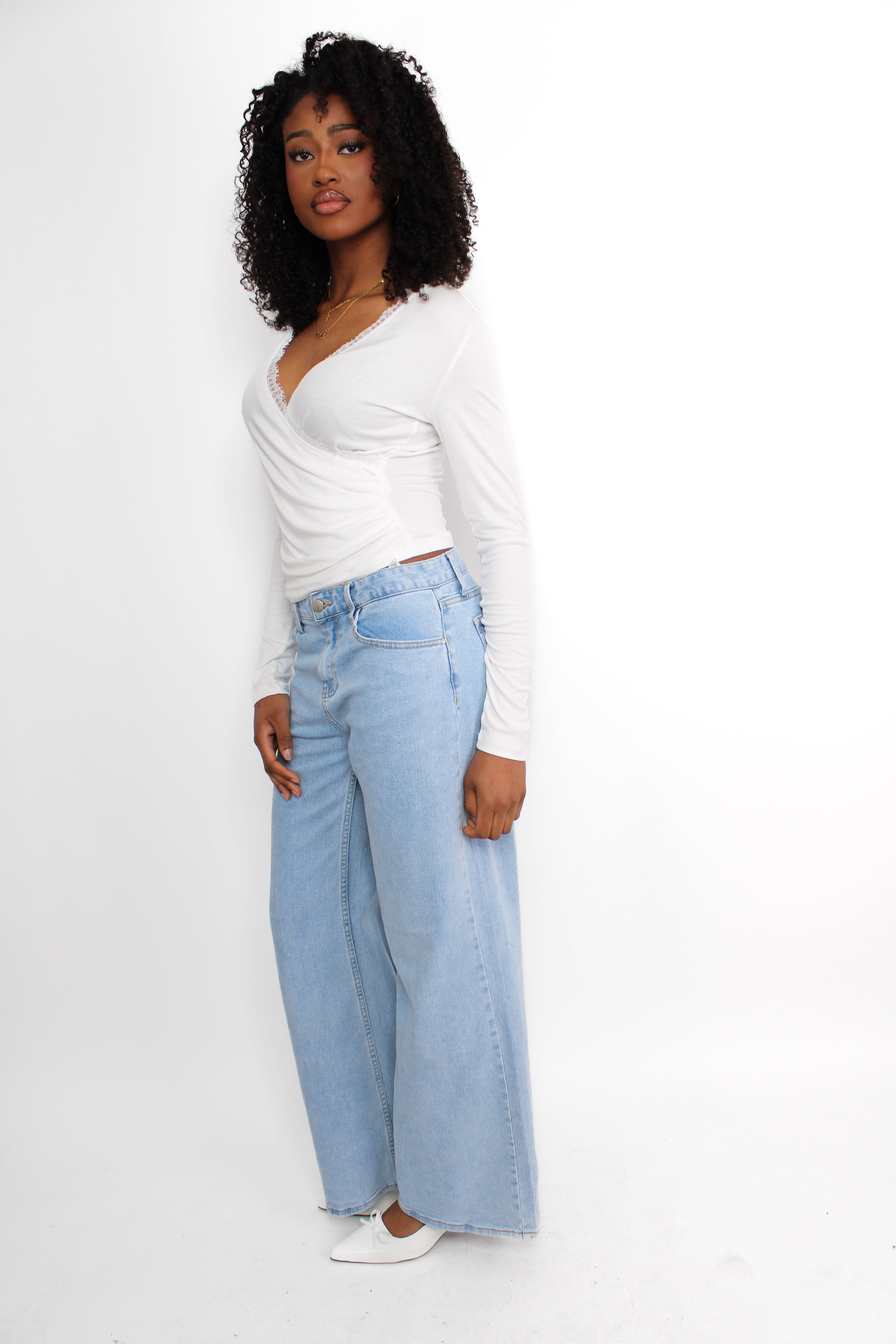 WIDE LEG JEANS MID WAIST 3009 - DENIM