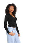 LACE CRUSH TOP - BLACK
