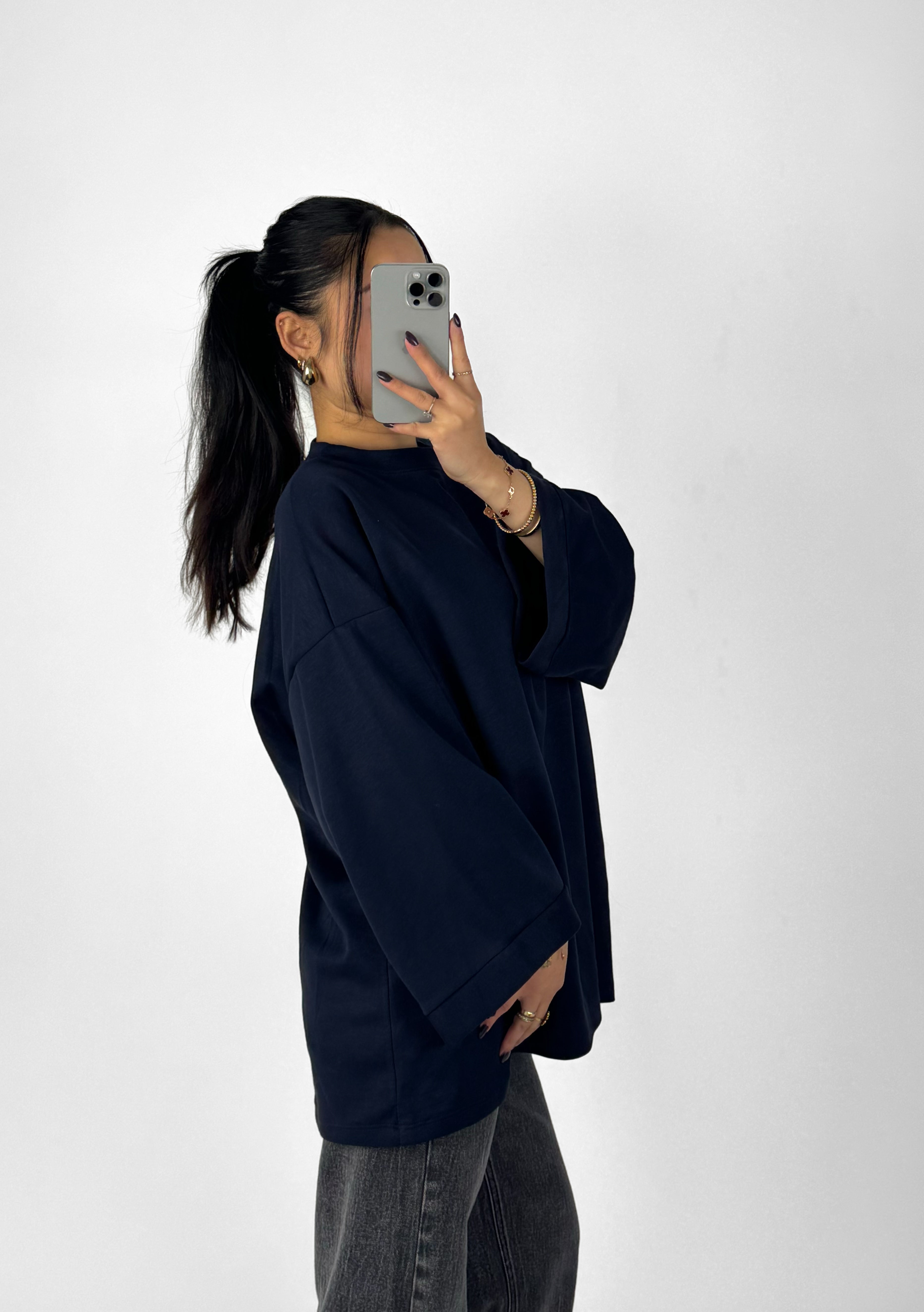 OVERSIZED BASIC SWEATER - NAVY