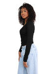 LACE CRUSH TOP - BLACK