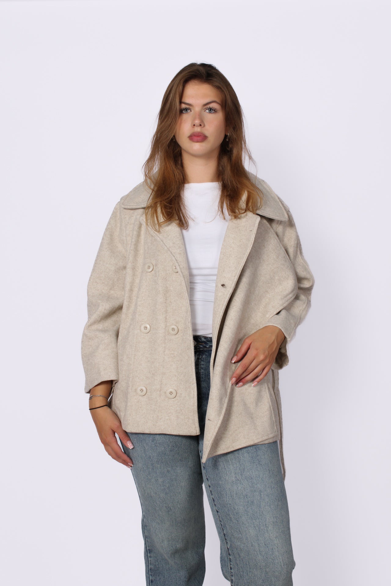 RIVER CROPPED TRENCHCOAT - CREME