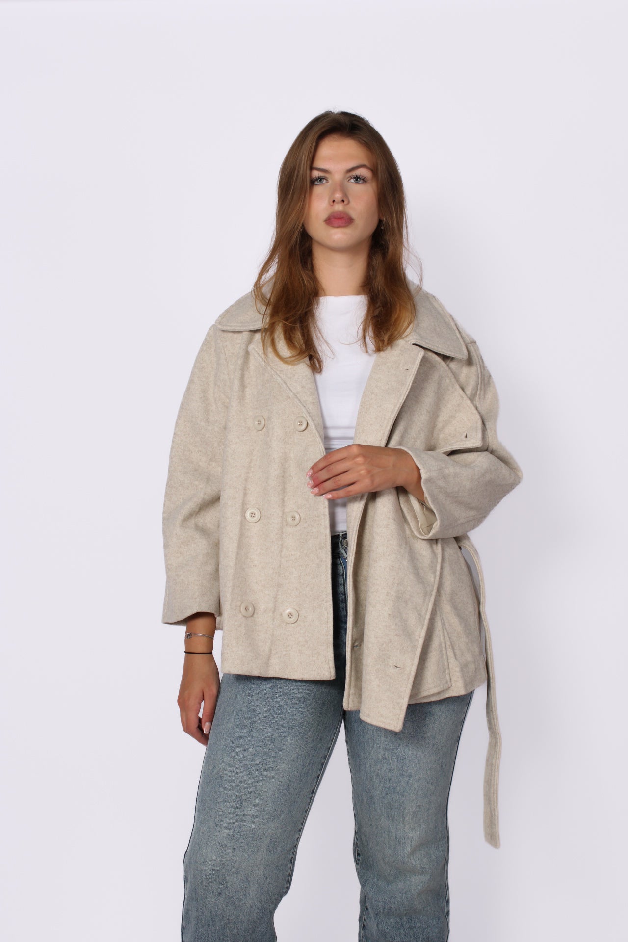 RIVER CROPPED TRENCHCOAT - CREME