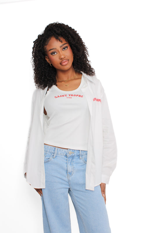 SAINT TROPEZ TOP BLOUSE - WHITE