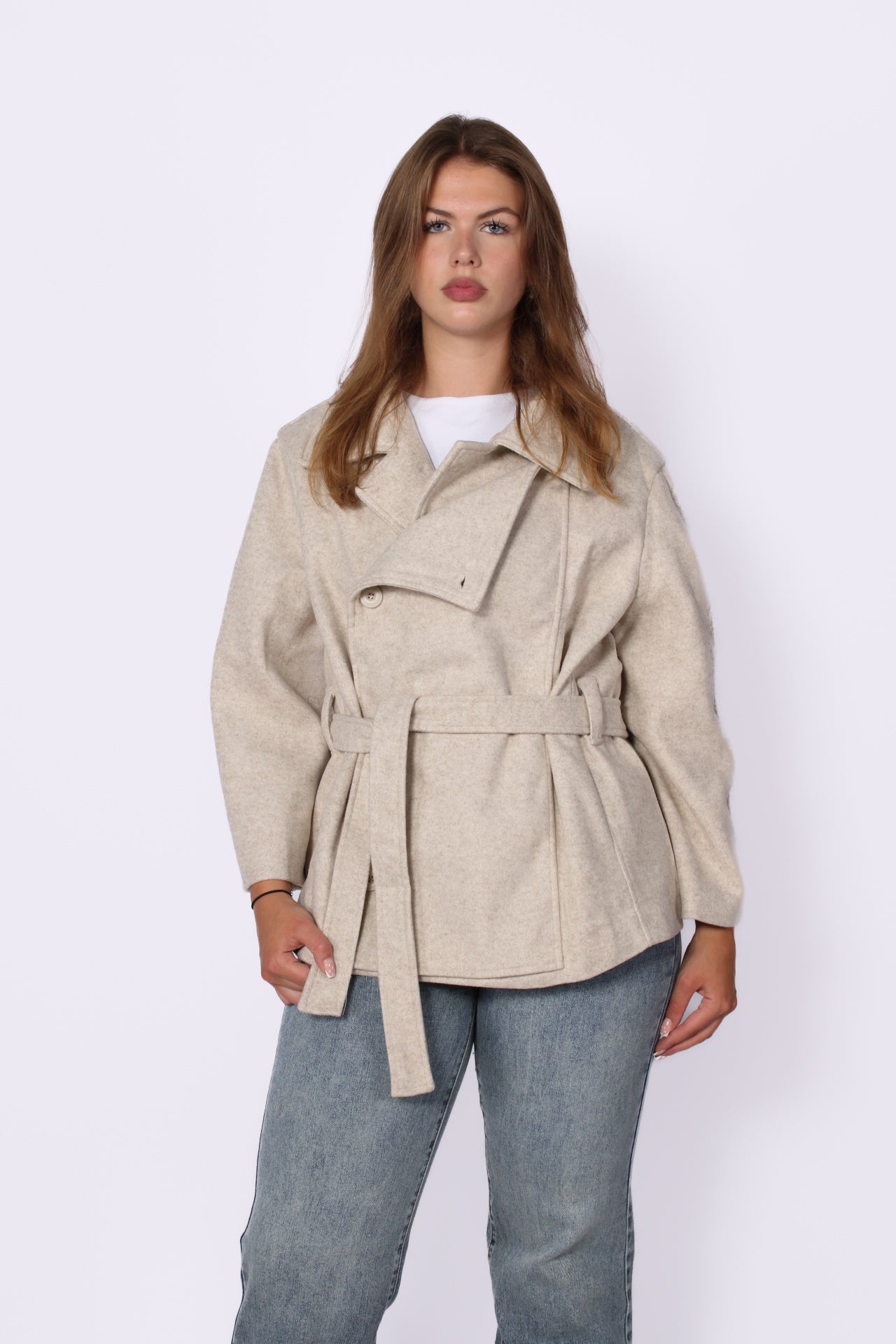 RIVER CROPPED TRENCHCOAT - CREME