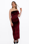 VELVET GLOW DRESS - BORDEAUX