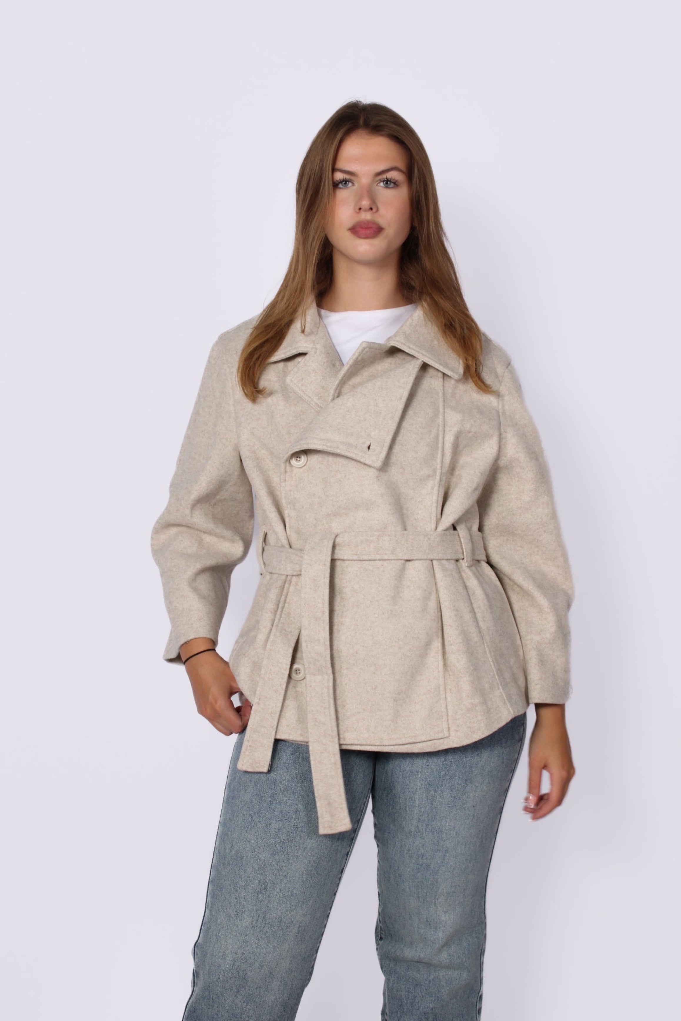 RIVER CROPPED TRENCHCOAT - CREME