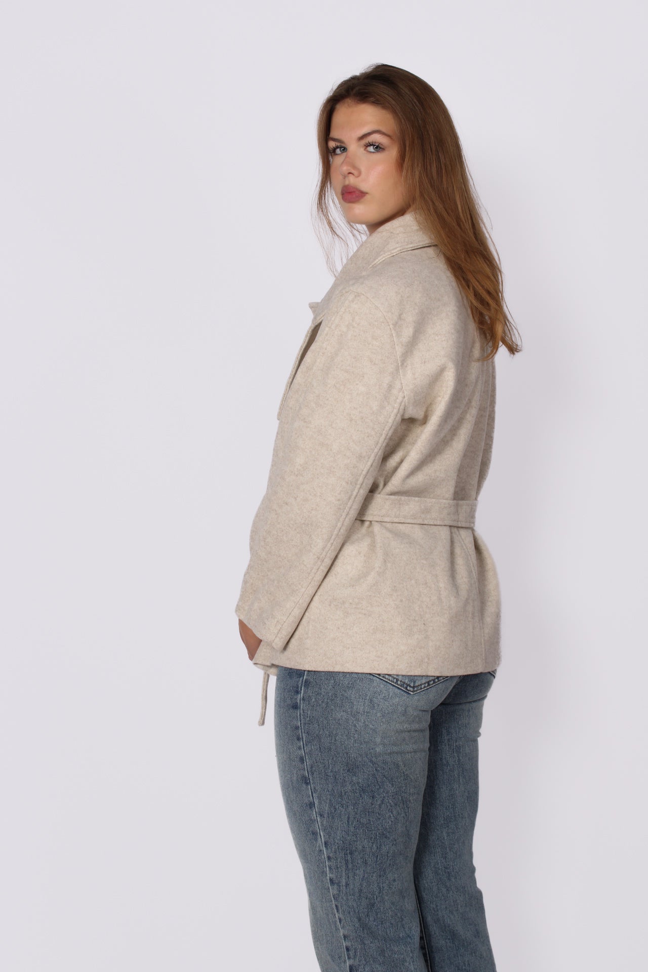 RIVER CROPPED TRENCHCOAT - CREME