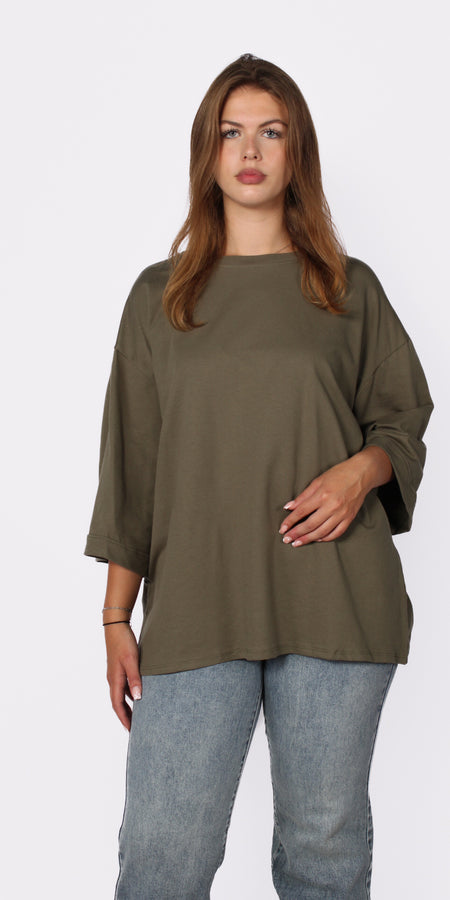 OVERSIZED BASIC T - ARMY GREEN