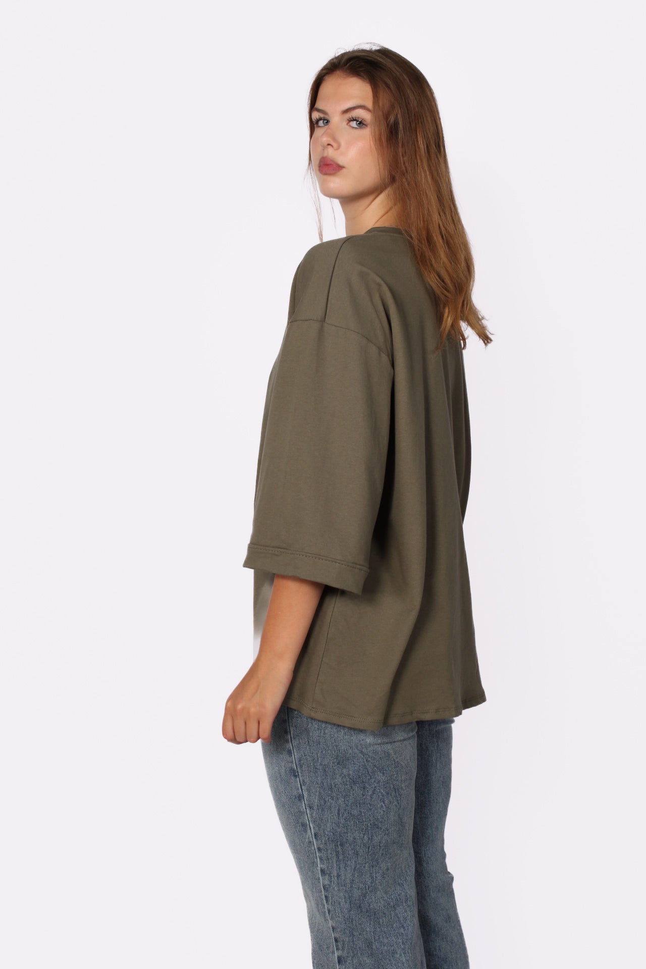 OVERSIZED BASIC T - ARMY GREEN