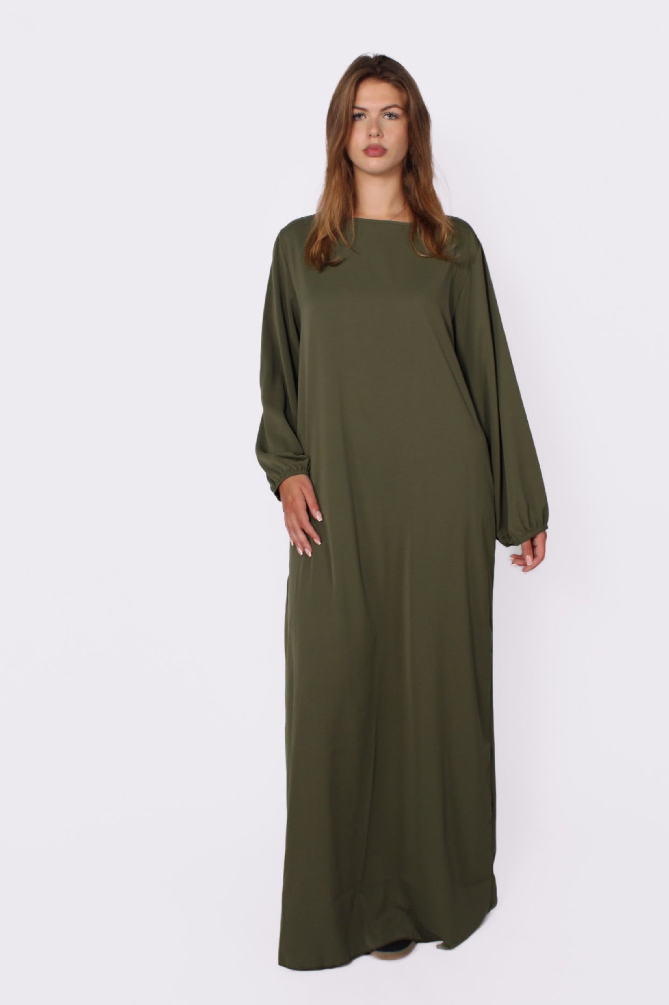 ''TALL'' SILKY ABAYA - ARMY GREEN