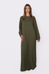 ''TALL'' SILKY ABAYA - ARMY GREEN