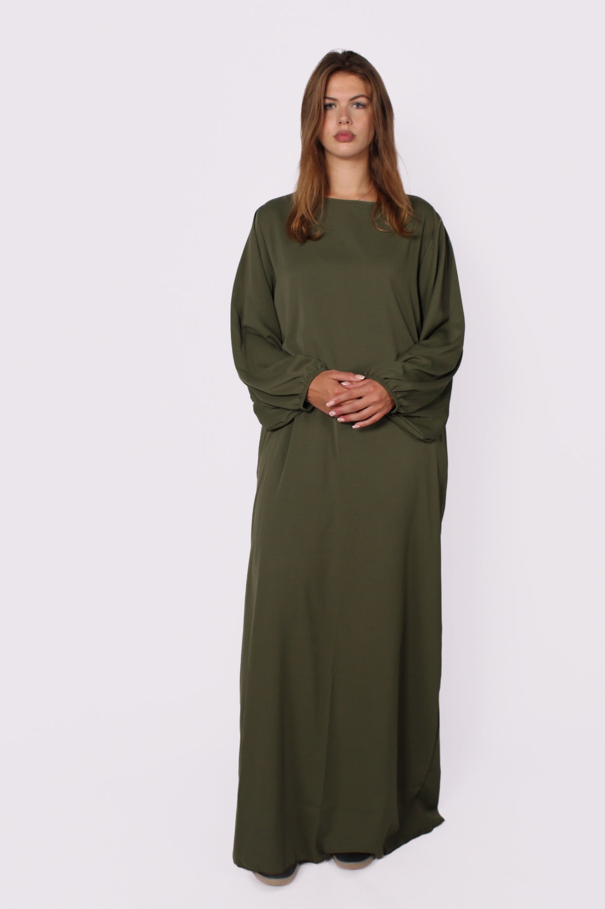 ''TALL'' SILKY ABAYA - ARMY GREEN