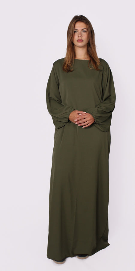 ''TALL'' SILKY ABAYA - ARMY GREEN