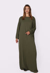 ''TALL'' SILKY ABAYA - ARMY GREEN