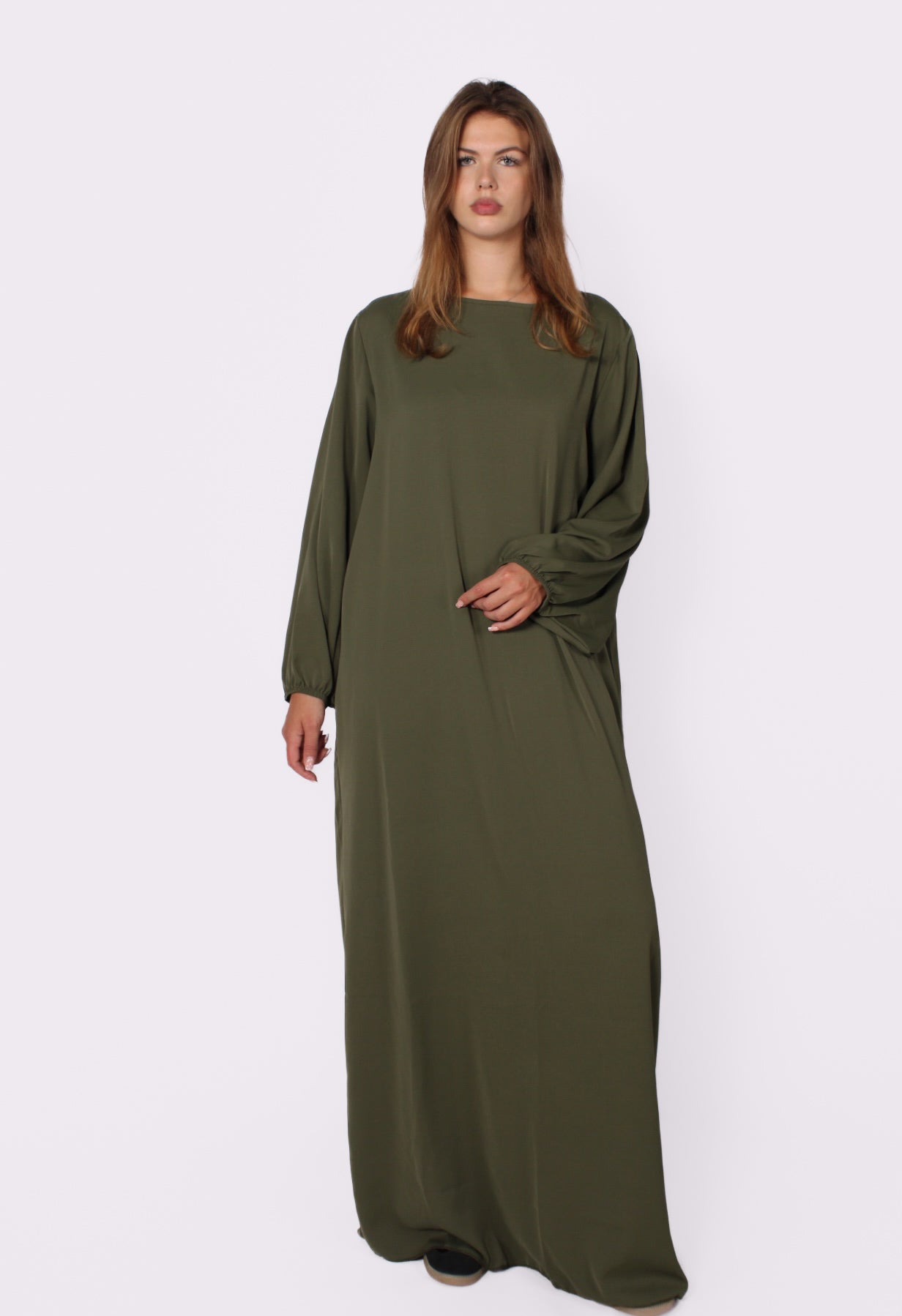''TALL'' SILKY ABAYA - ARMY GREEN