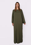 ''TALL'' SILKY ABAYA - ARMY GREEN