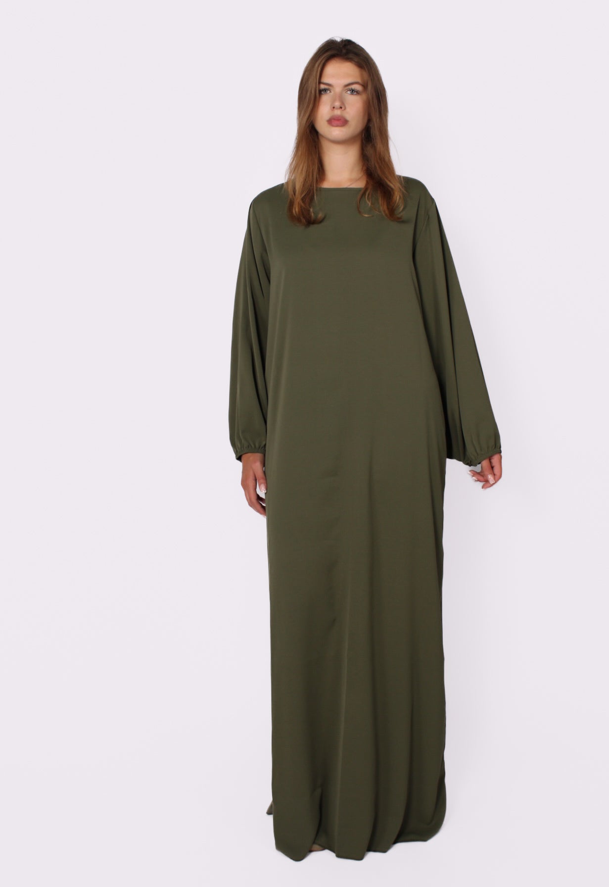 ''TALL'' SILKY ABAYA - ARMY GREEN