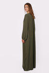 ''TALL'' SILKY ABAYA - ARMY GREEN