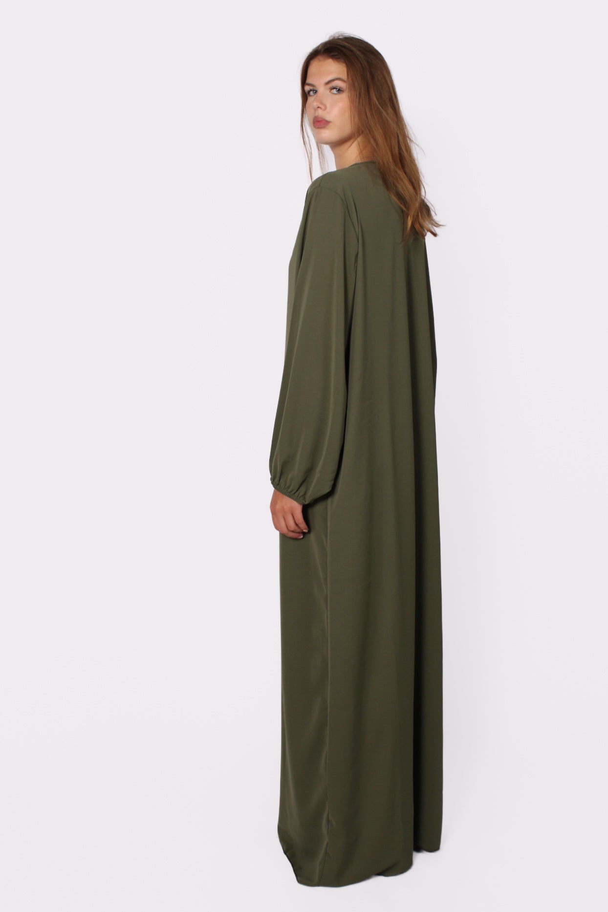 ''TALL'' SILKY ABAYA - ARMY GREEN