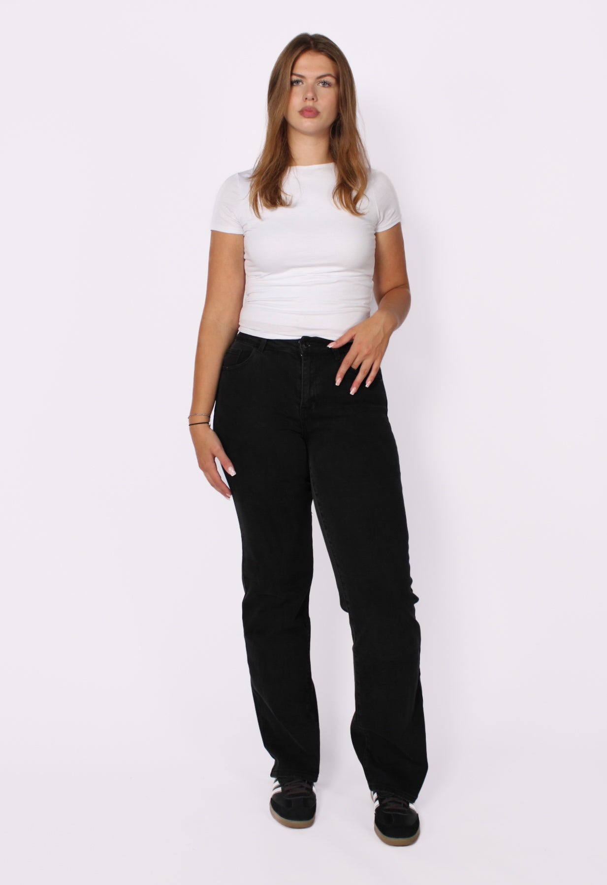 ''TALL'' MID WAIST STRAIGHT LEG JEANS 6270-8 - BLACK