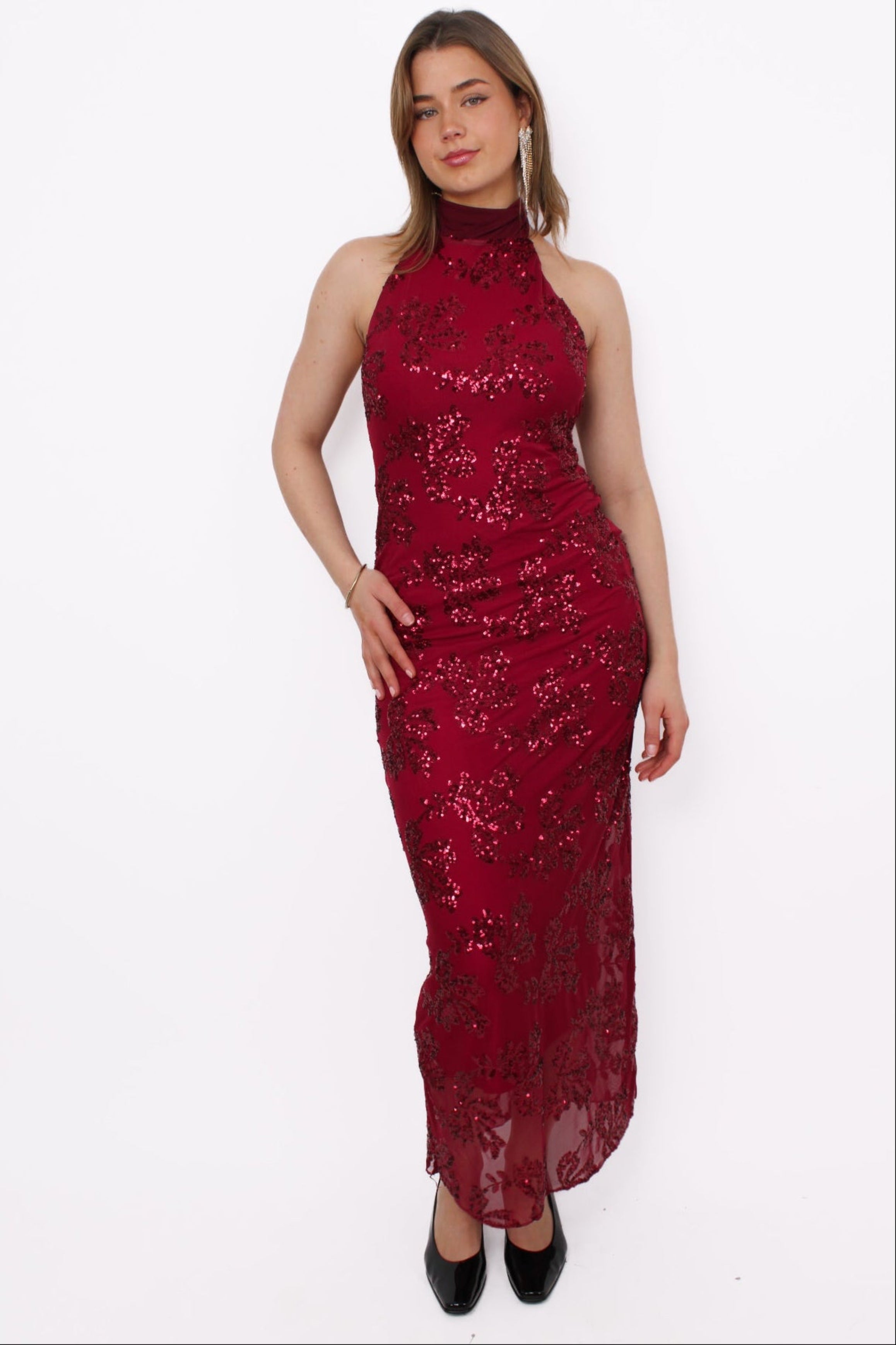 SPARKLE UP DRESS - BORDEAUX