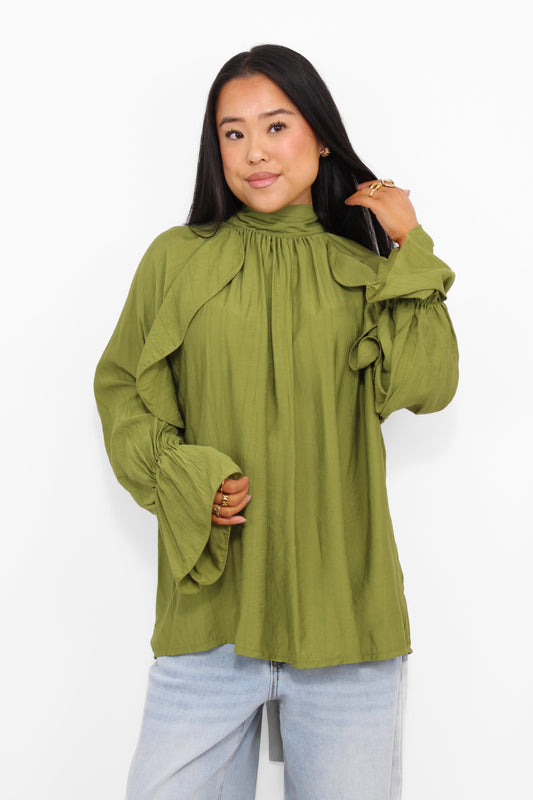 FLOWY RUFFLE BLOUSE