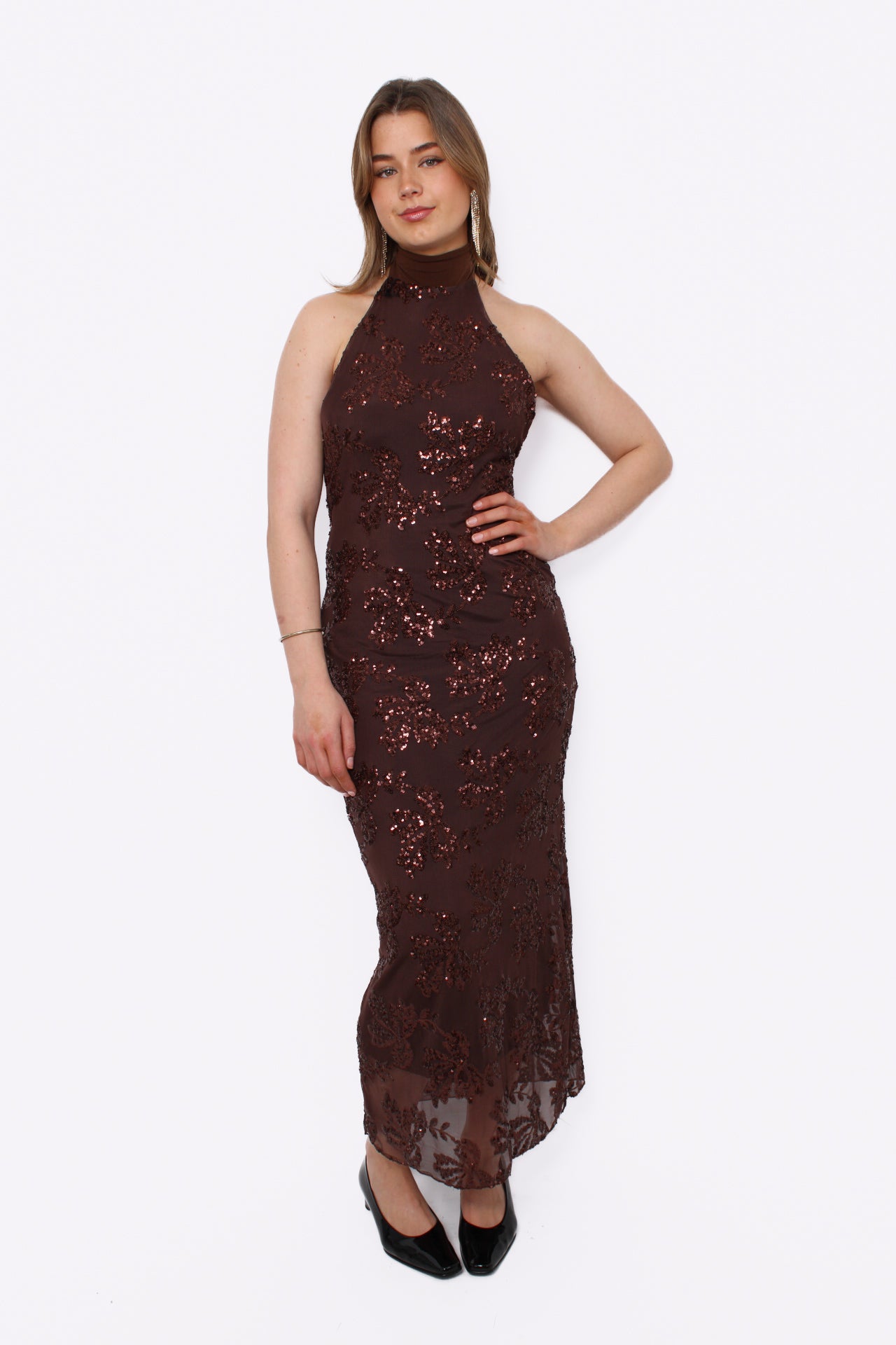 SPARKLE UP DRESS - BROWN