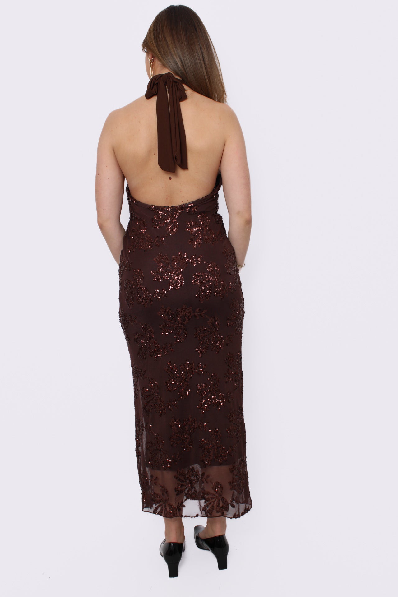 SPARKLE UP DRESS - BROWN
