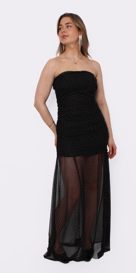 GLITTER TUBE DRESS - BLACK