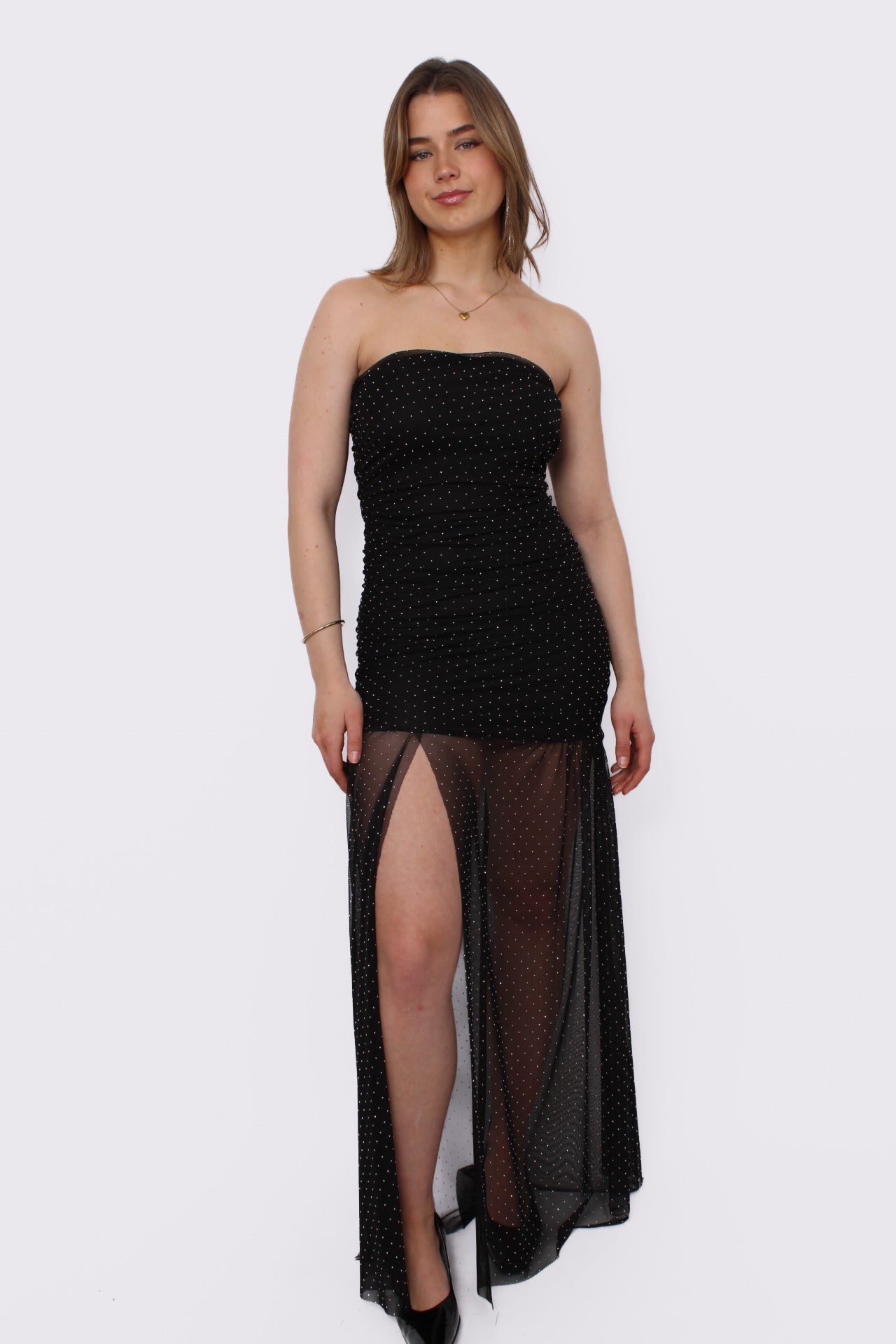 GLITTER TUBE DRESS - BLACK