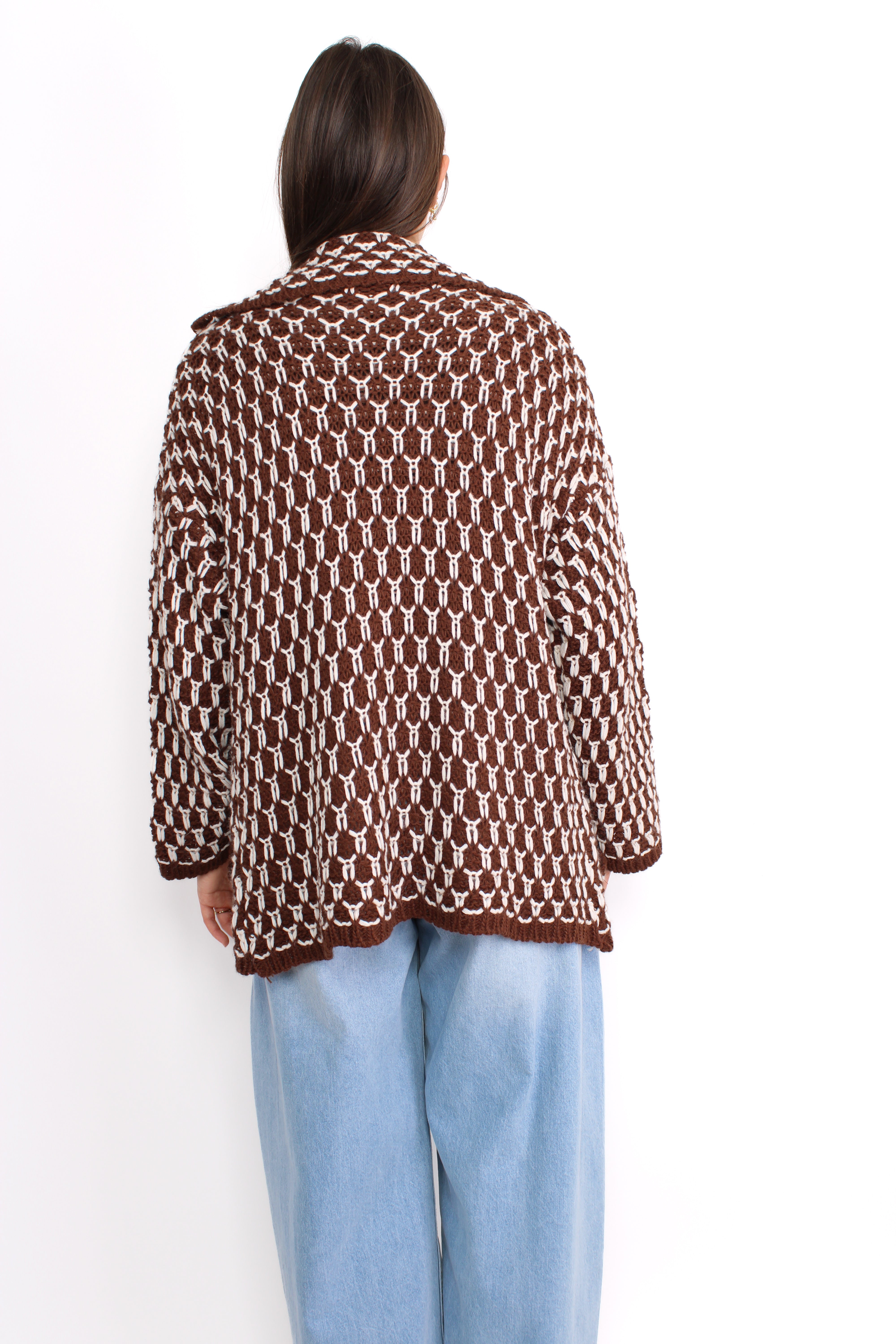 KNITTED CARDIGAN - BROWN