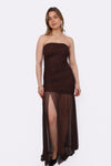GLITTER TUBE DRESS - BROWN