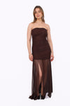 GLITTER TUBE DRESS - BROWN
