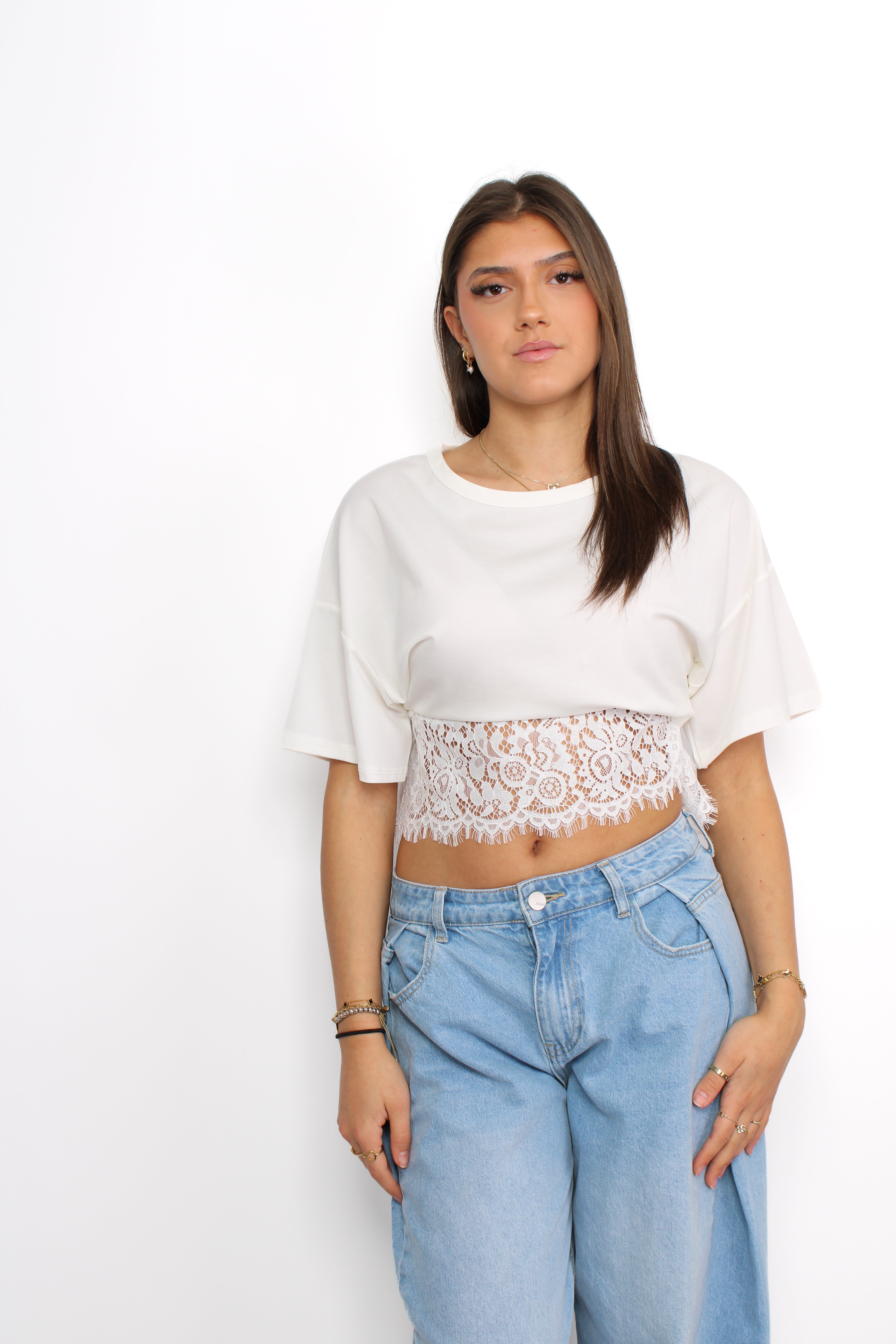 LACE TEE - WHITE