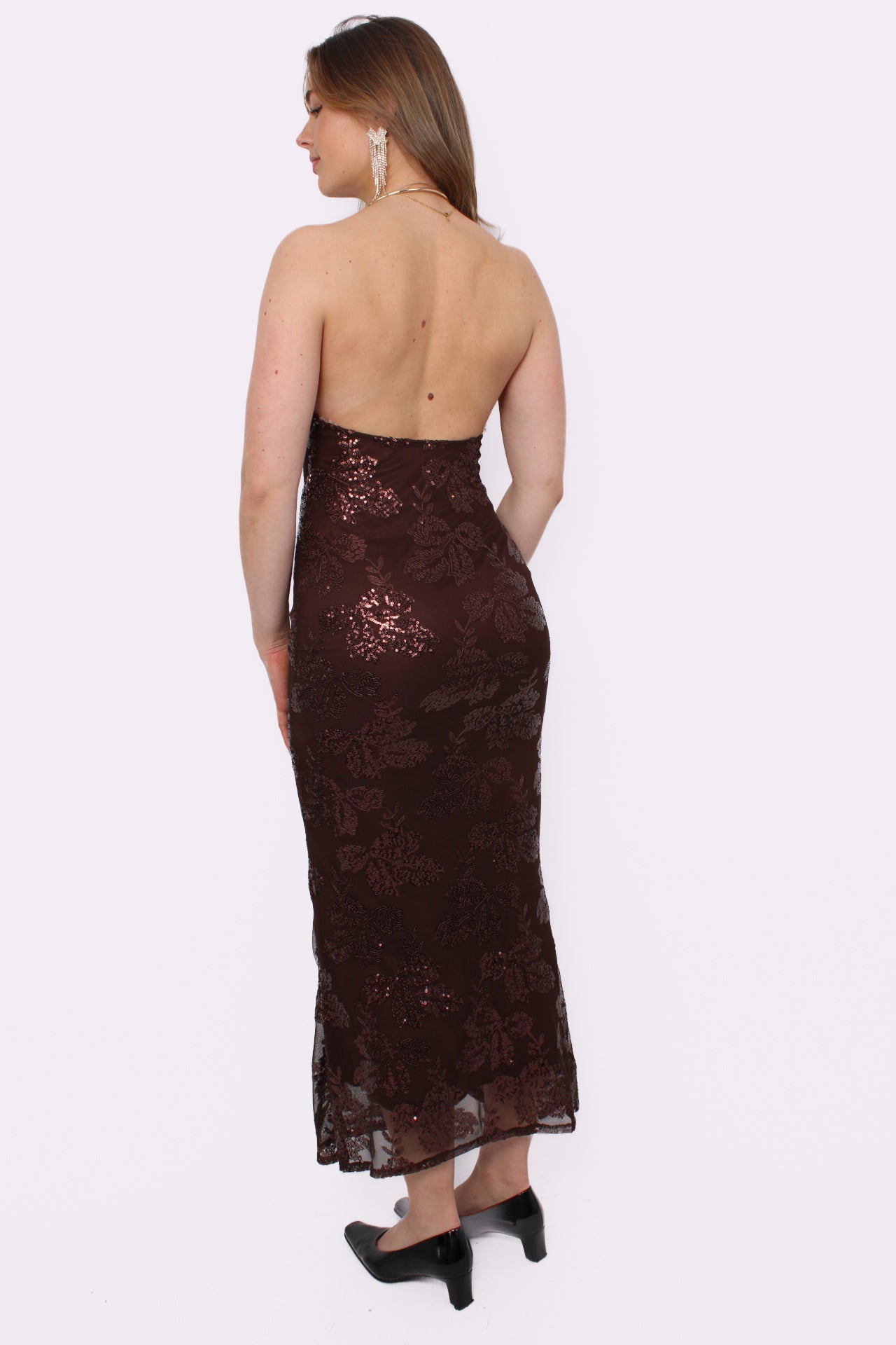 ALL EYES ON ME DRESS - BROWN
