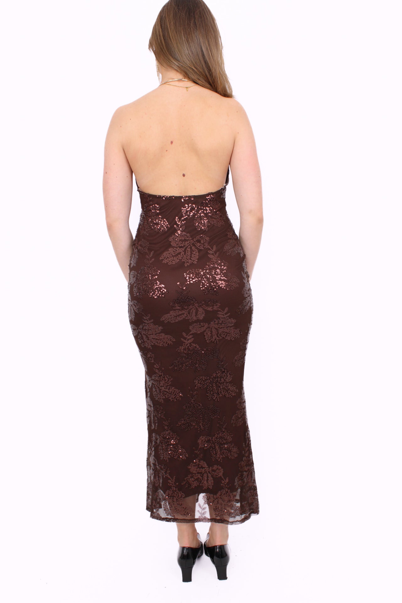 ALL EYES ON ME DRESS - BROWN