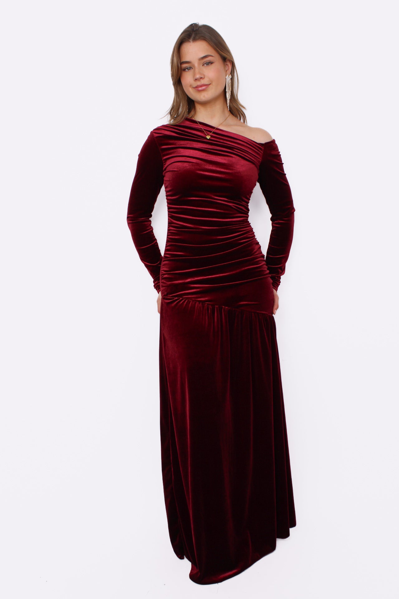 VELVET DREAM DRESS - BORDEAUX