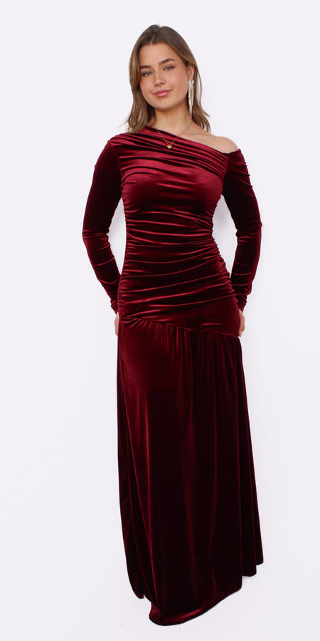 VELVET DREAM DRESS - BORDEAUX