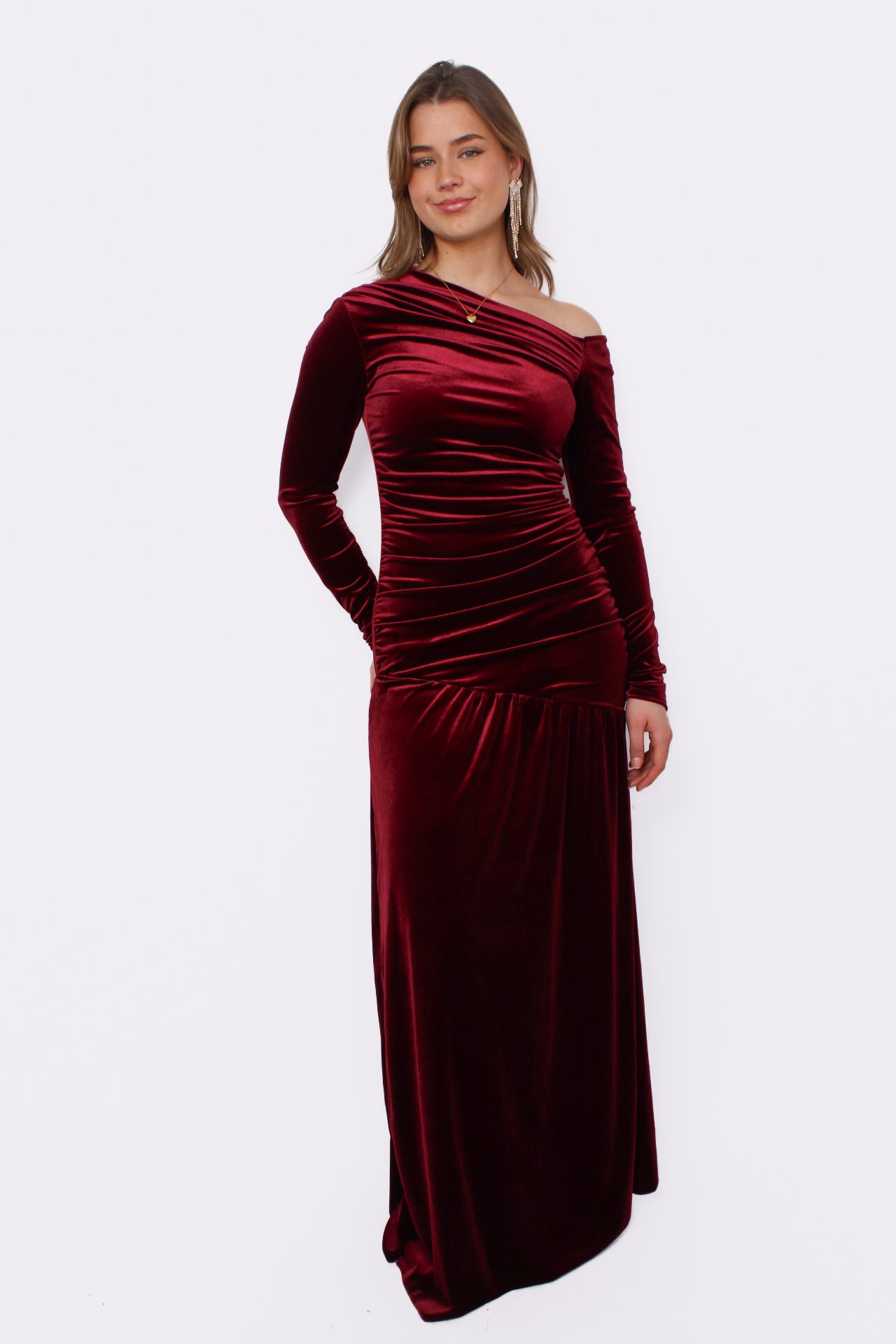 VELVET DREAM DRESS - BORDEAUX