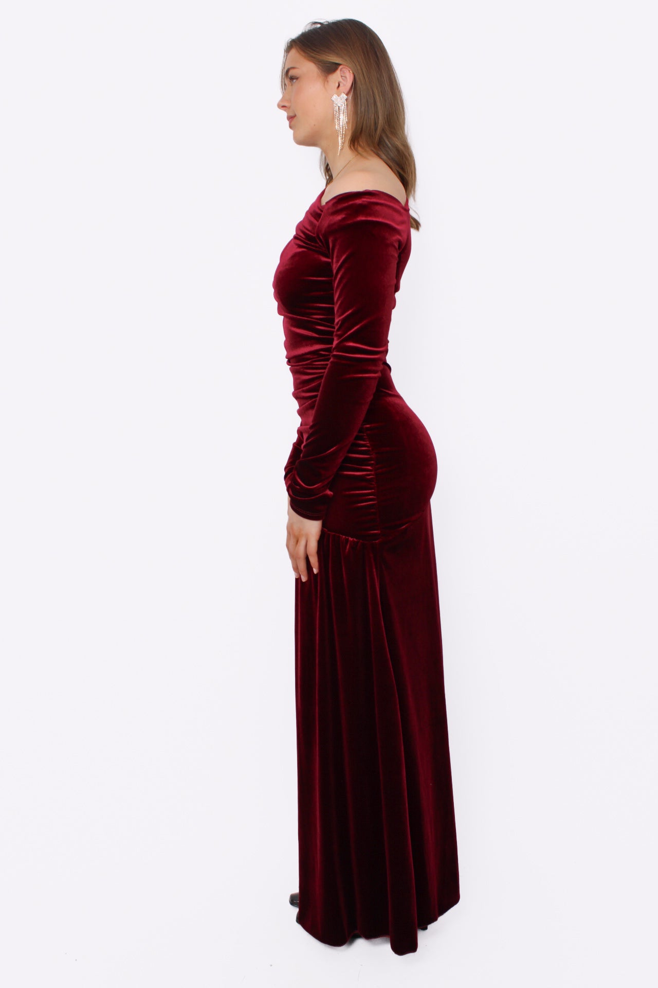 VELVET DREAM DRESS - BORDEAUX