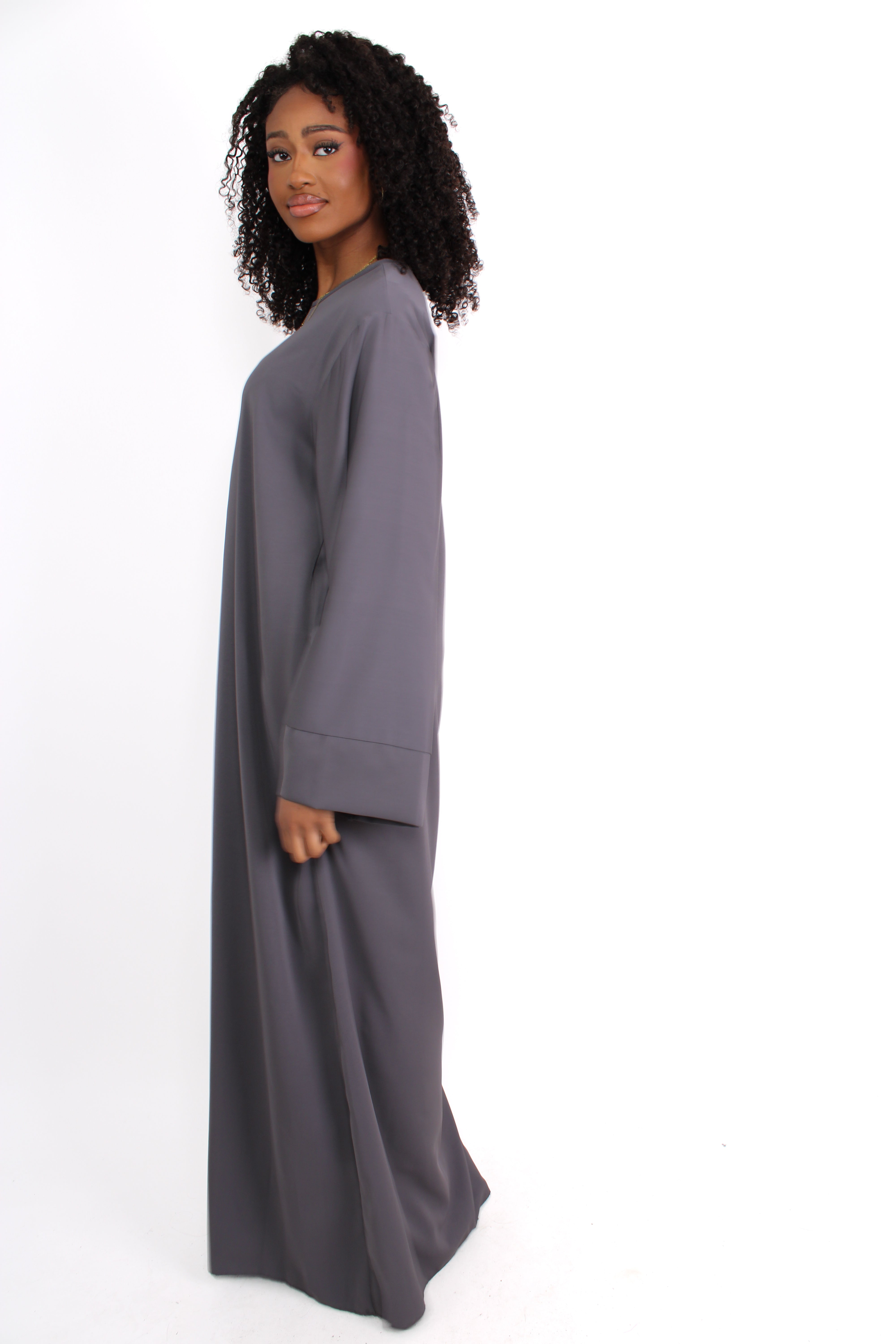 ''TALL'' MERVE SILKY DRESS - DARK GREY