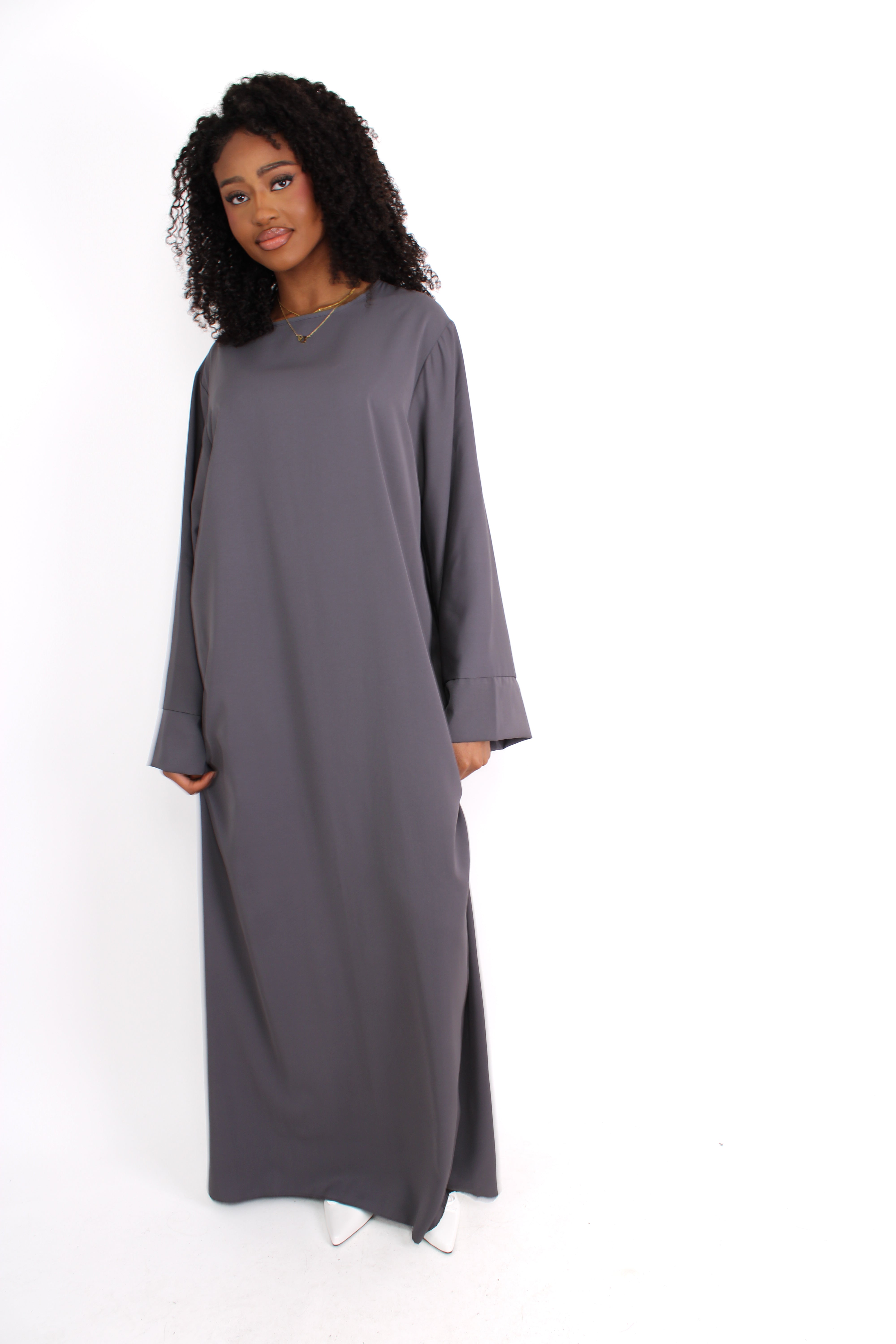 ''TALL'' MERVE SILKY DRESS - DARK GREY