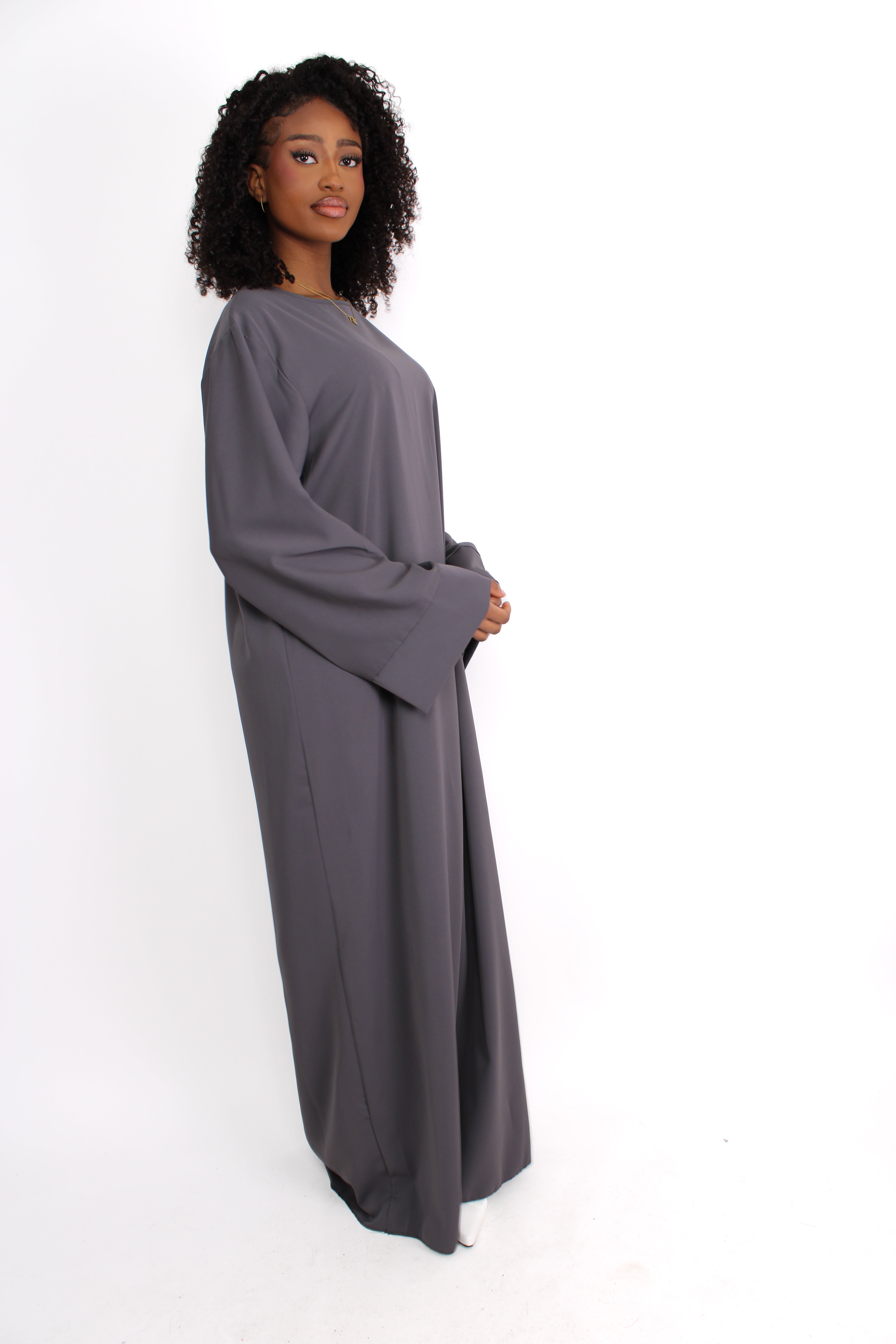 ''TALL'' MERVE SILKY DRESS - DARK GREY