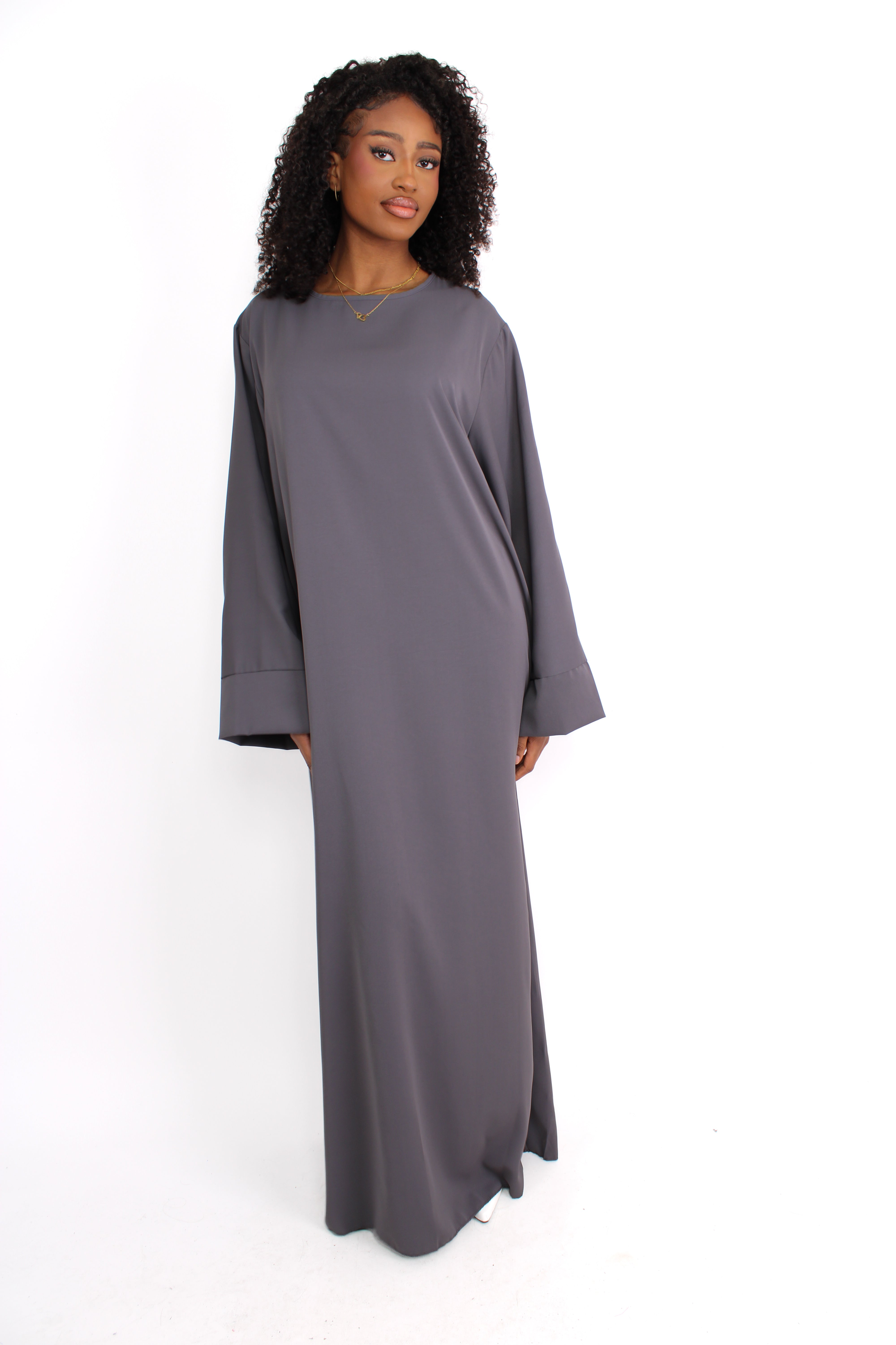 ''TALL'' MERVE SILKY DRESS - DARK GREY