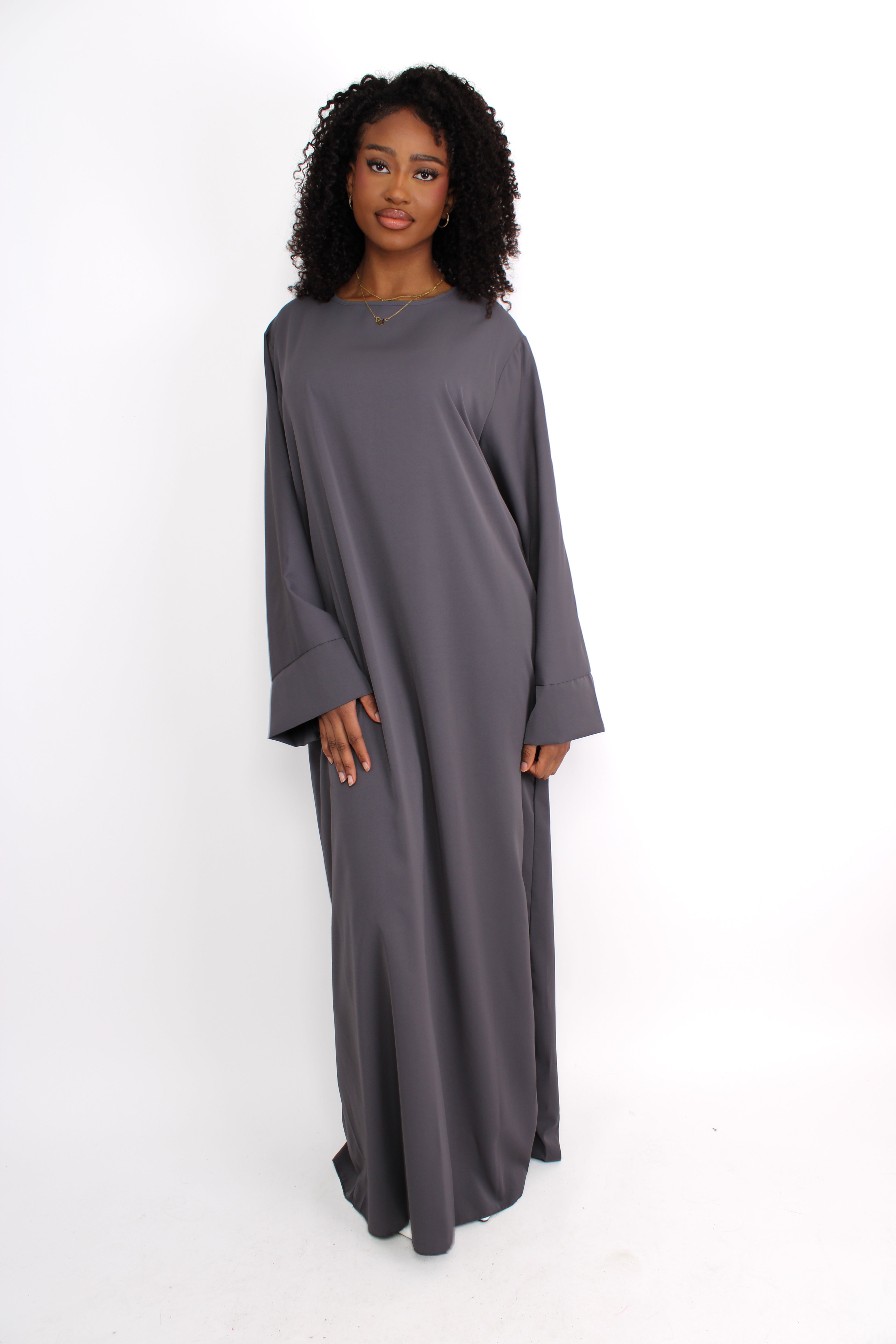 ''TALL'' MERVE SILKY DRESS - DARK GREY